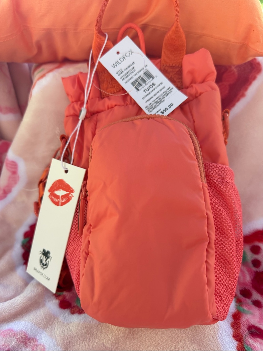 Wildfox Coral Orange Mini Crossbody Backpack - NWT - Picture 6 of 6